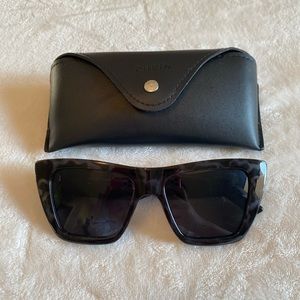 Large Chunky Square Gray & Black Turtle Sunglasses